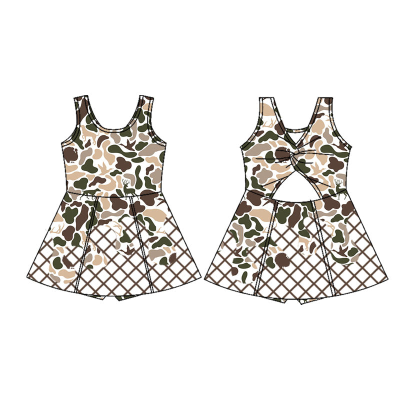 (Pre Order) No moq GSD2823 PRE-ORDER baby girl clothes yoga camouflage Sleeveless kids girls athletic dresses-2025.9.17