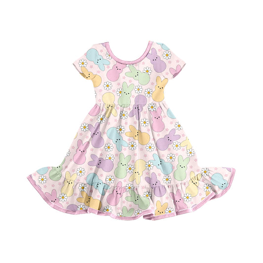 (Pre Order) No moq GSD2826 PRE-ORDER baby girl clothes bunny floral short sleeve dress-2025.9.19