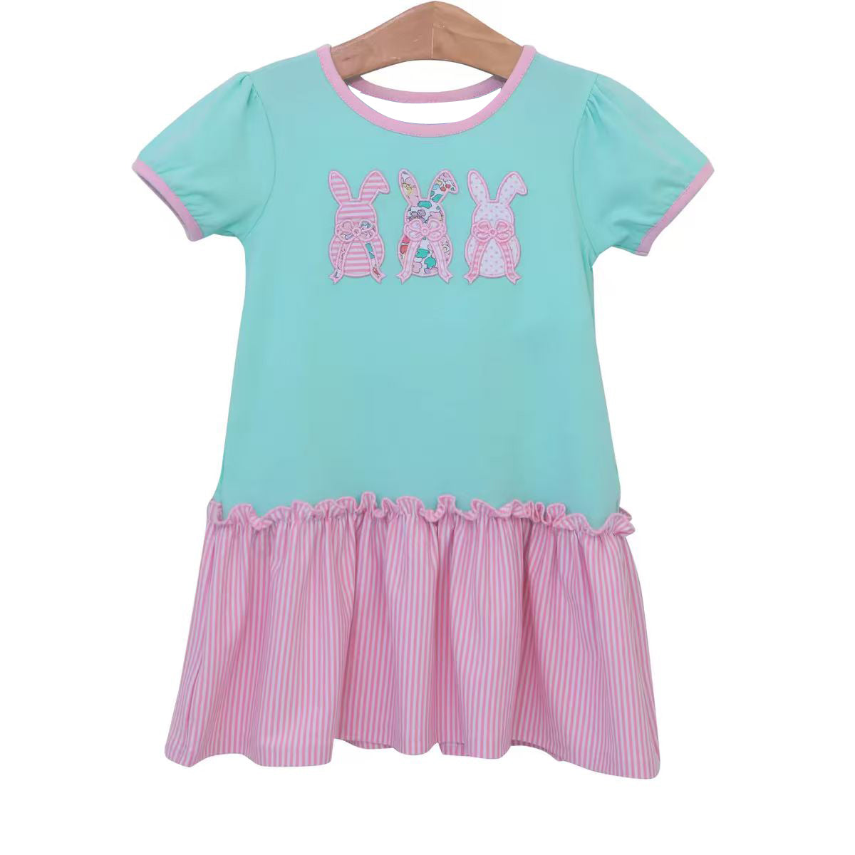 (Pre Order) No moq GSD2827 PRE-ORDER baby girl clothes bunny short sleeve dress-2025.9.20