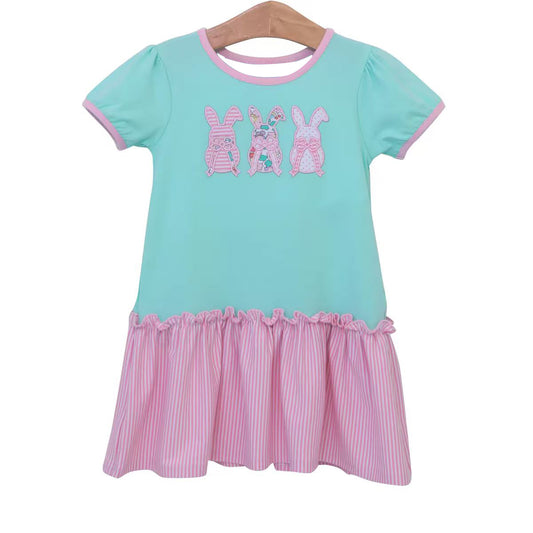(Pre Order) No moq GSD2827 PRE-ORDER baby girl clothes bunny short sleeve dress-2025.9.20