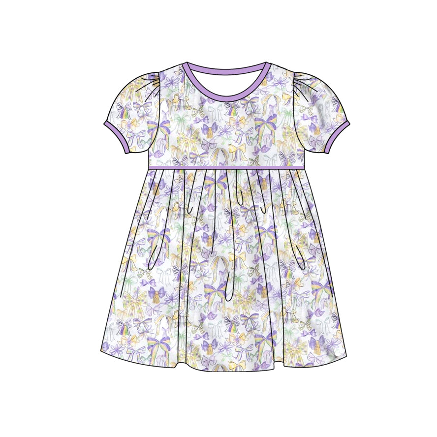 (Pre Order) No moq GSD2828 PRE-ORDER baby girl clothes bow short sleeve dress-2025.9.22