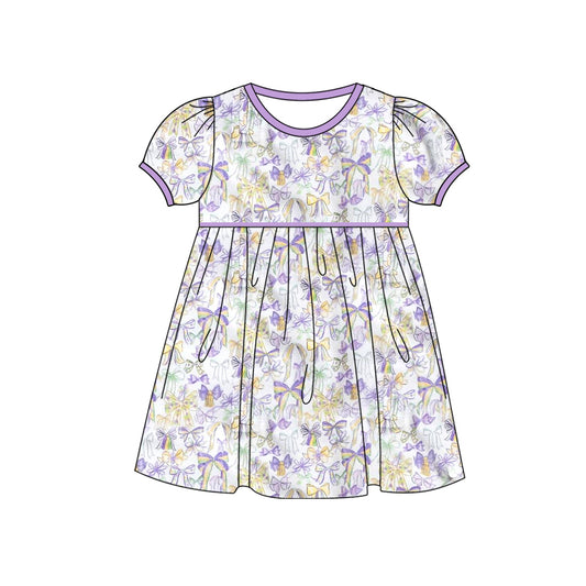 (Pre Order) No moq GSD2828 PRE-ORDER baby girl clothes bow short sleeve dress-2025.9.22
