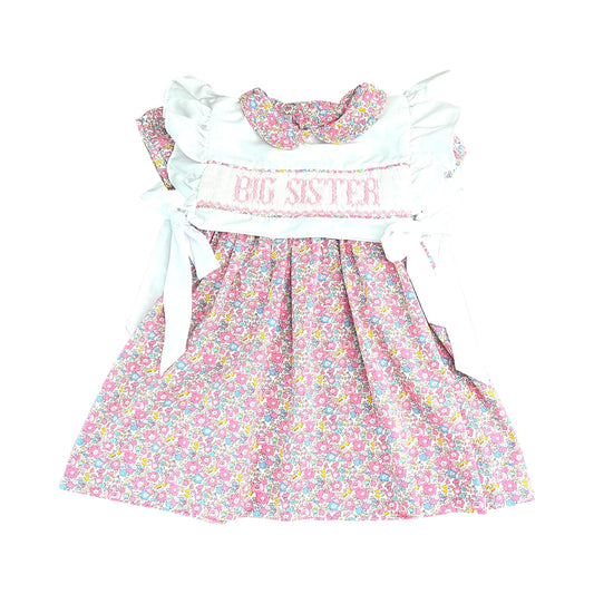 (Pre Order) No moq GSD2835 PRE-ORDER baby girl clothes BIG SISTER short sleeve dress-2025.9.23