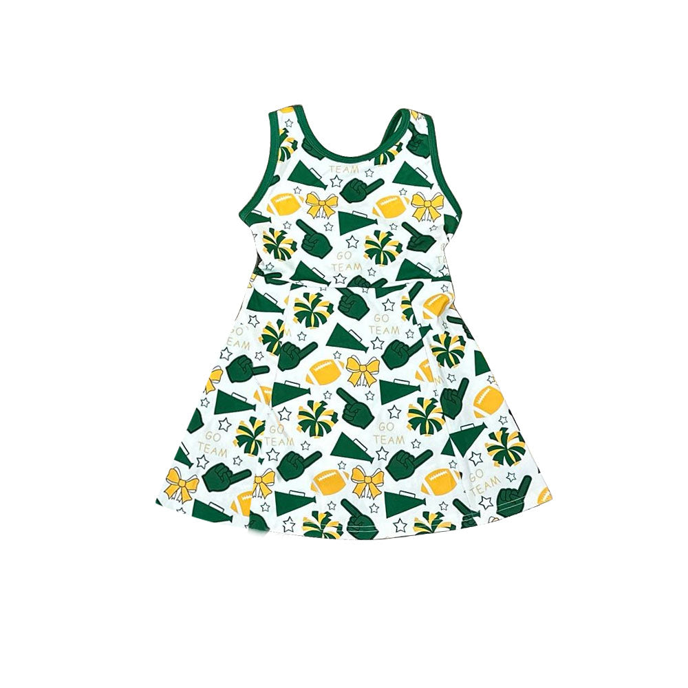 (Pre Order) No moq GSD2844 PRE-ORDER baby girl clothes yoga bow rugby green Sleeveless kids girls athletic dresses-2025.9.25