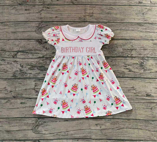 (Pre Order) No moq GSD2854 PRE-ORDER baby girl clothes embroidery BIRTHDAY GIRL short sleeve dress-2025.11.14