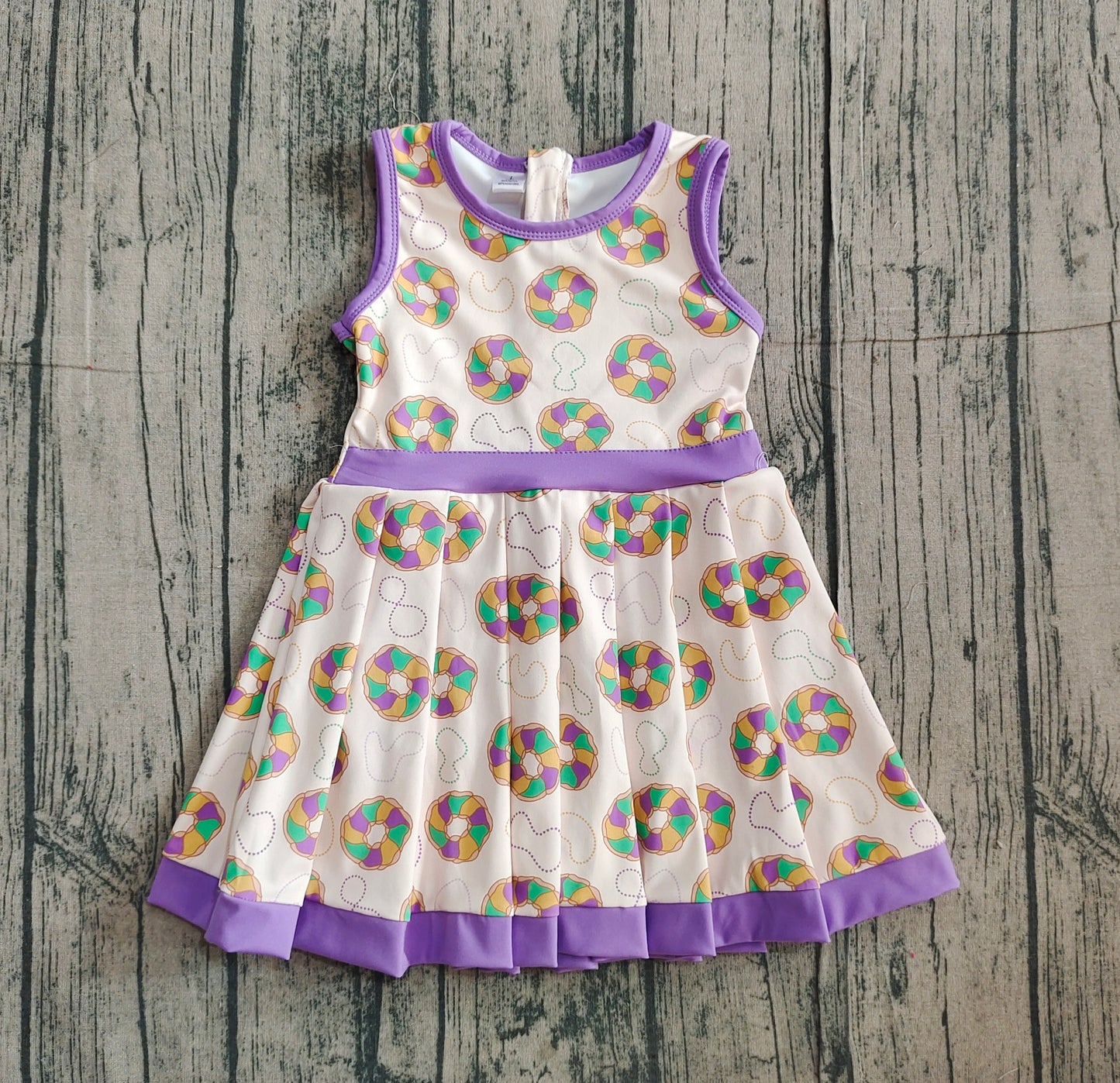 (Pre Order) No moq GSD2867 PRE-ORDER baby girl clothes yoga mardi gras Sleeveless kids girls athletic dresses-2025.11.15