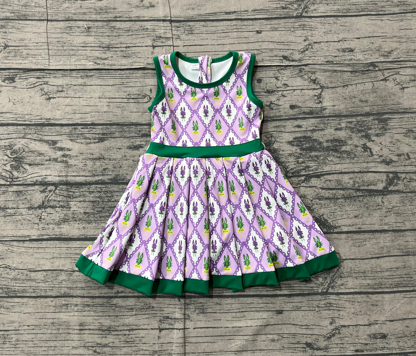 (Pre Order) No moq GSD2868 PRE-ORDER baby girl clothes yoga mardi gras Sleeveless kids girls athletic dresses-2025.11.17