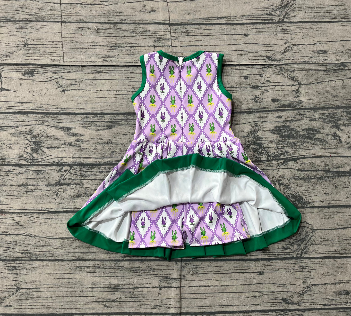 (Pre Order) No moq GSD2868 PRE-ORDER baby girl clothes yoga mardi gras Sleeveless kids girls athletic dresses-2025.11.17