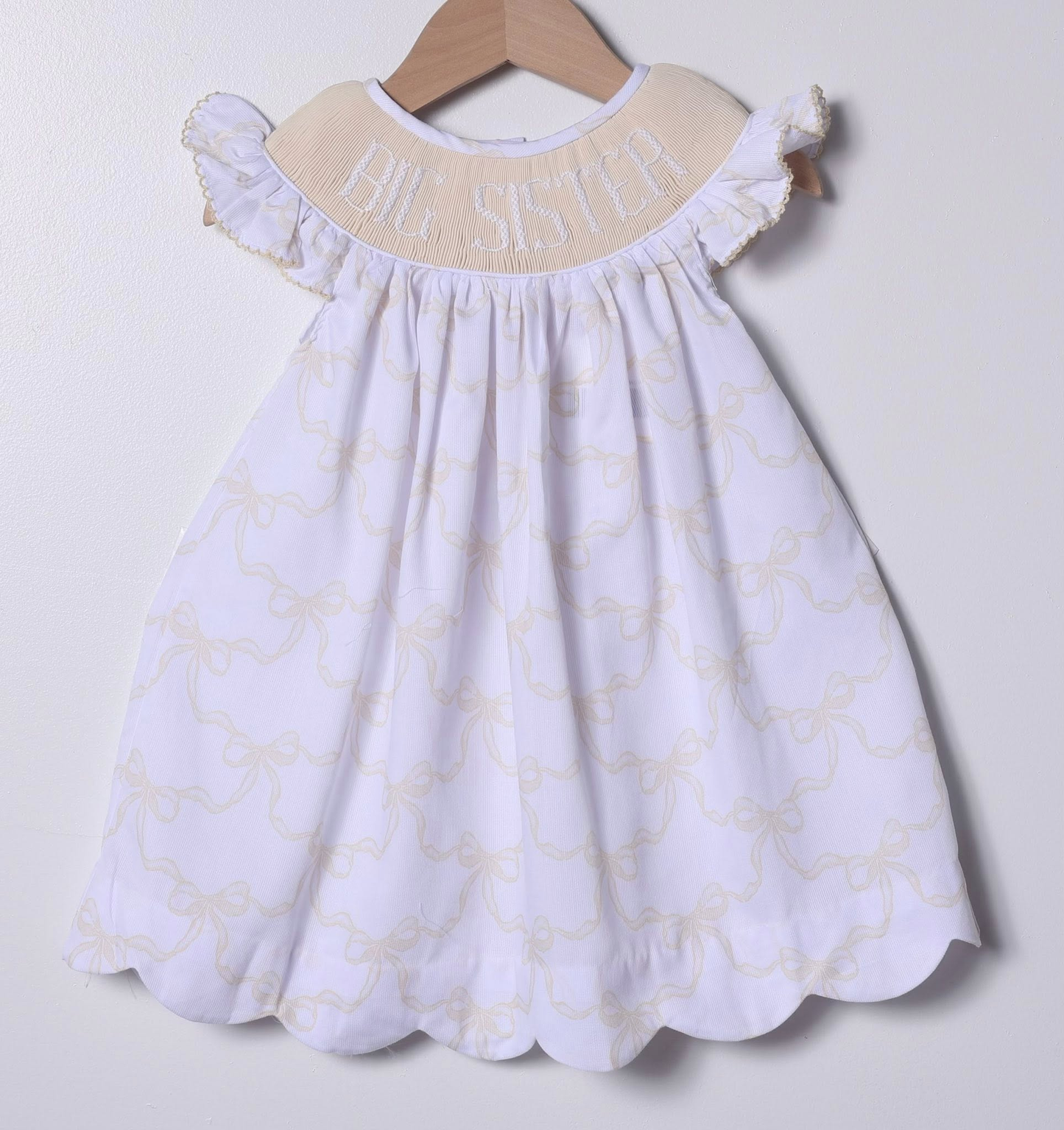 (Pre Order) No moq GSD2894 PRE-ORDER baby girl clothes BIG SISTER bow short sleeve dress-2025.10.10