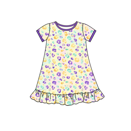 (Pre Order) No moq GSD2899 PRE-ORDER baby girl clothes leopard short sleeve dress-2025.10.10