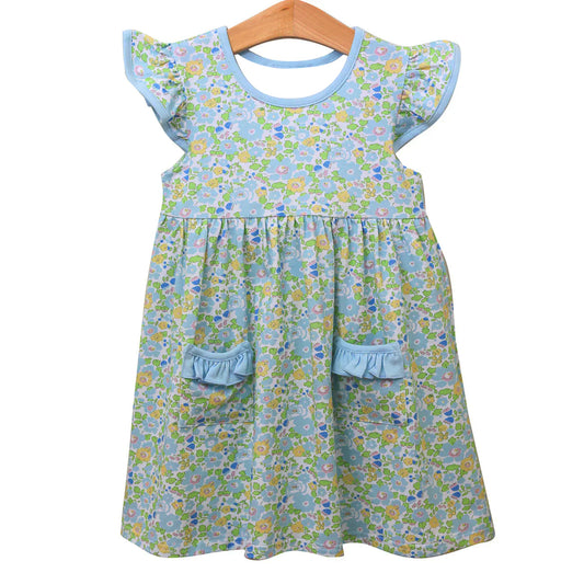 (Pre Order) No moq GSD2910 PRE-ORDER baby girl clothes floral flying sleeves dress-2025.10.13