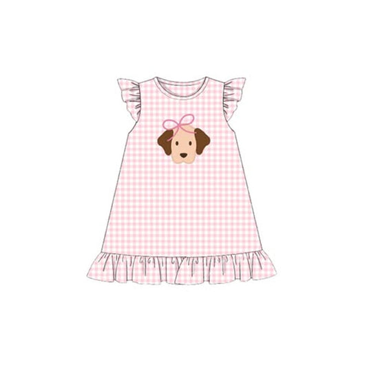 (Pre Order) No moq GSD2914 PRE-ORDER baby girl clothes puppy pink flying sleeves dress-2025.10.13