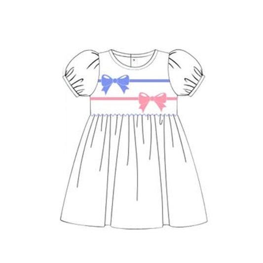 (Pre Order) No moq GSD2915 PRE-ORDER baby girl clothes bow short sleeves dress-2025.10.13