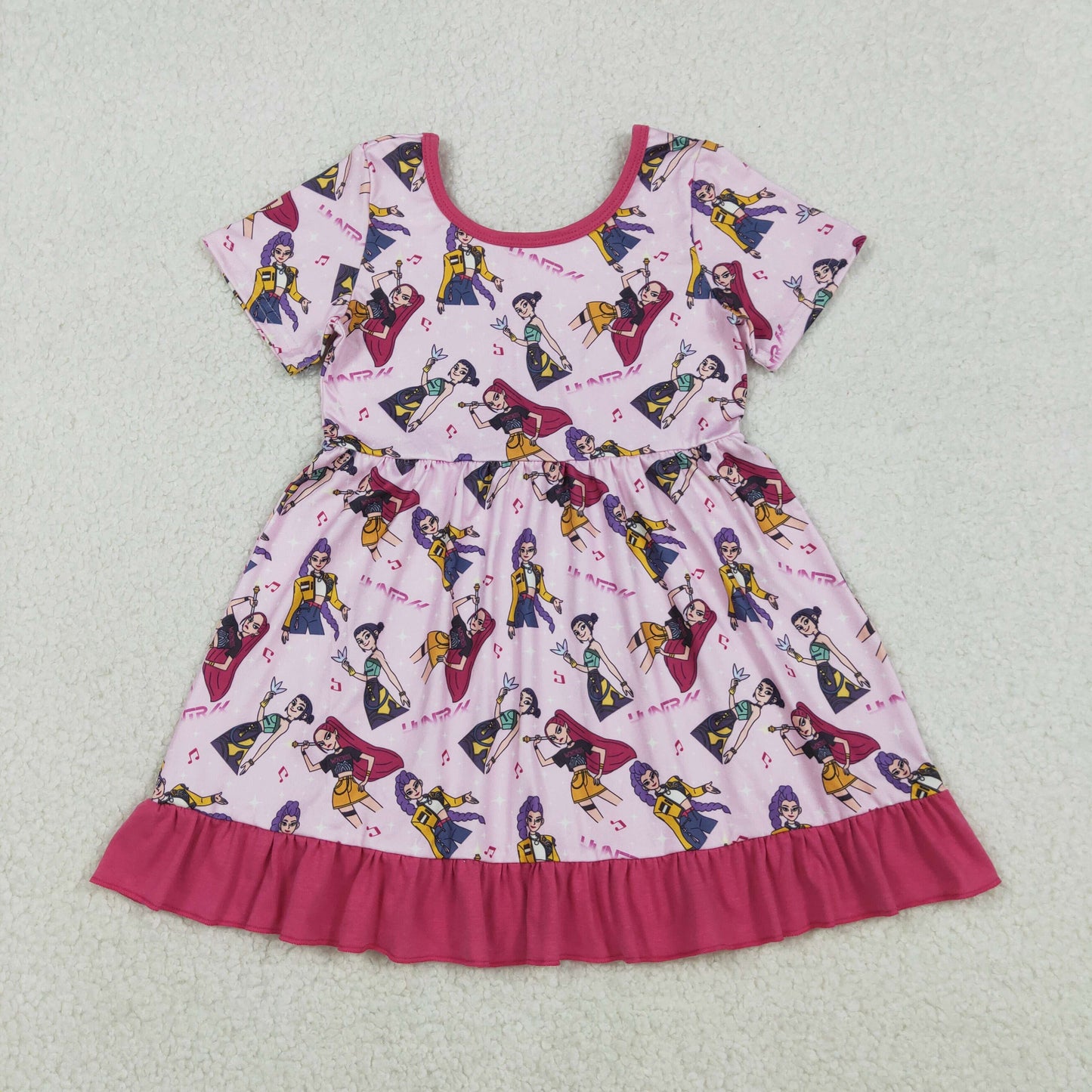 RTS NO MOQ Sibling baby girl clothes cartoon short-sleeved dresses