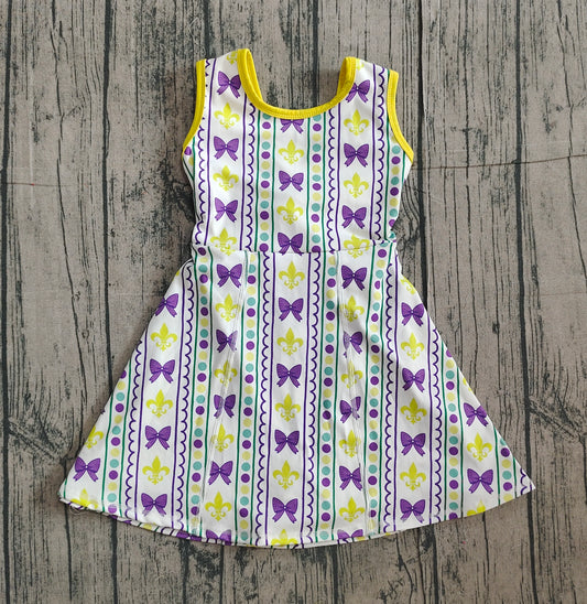 (Pre Order) No moq GSD2947 PRE-ORDER baby girl clothes yoga mardi gras sleeveless dress-2025.11.15