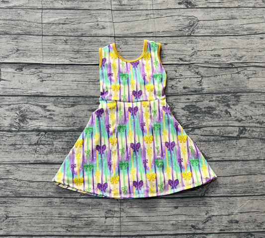 (Pre Order) No moq GSD2948 PRE-ORDER baby girl clothes yoga mardi gras sleeveless dress-2025.11.17