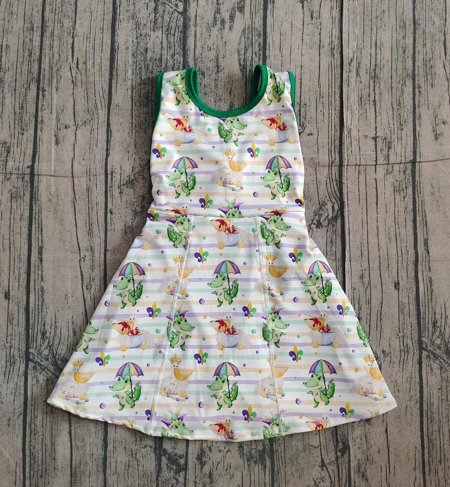 (Pre Order) No moq GSD2950 PRE-ORDER baby girl clothes yoga mardi gras sleeveless dress-2025.11.15