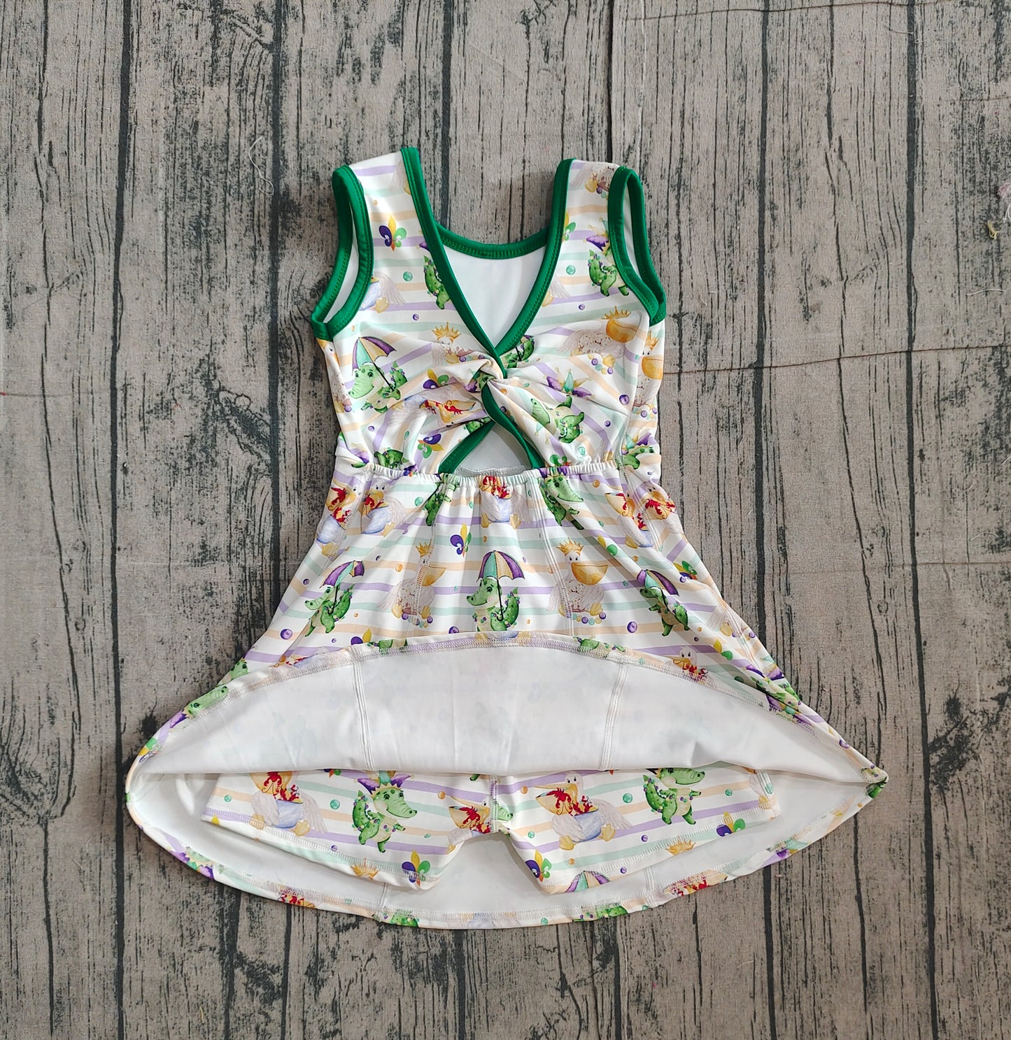 (Pre Order) No moq GSD2950 PRE-ORDER baby girl clothes yoga mardi gras sleeveless dress-2025.11.15