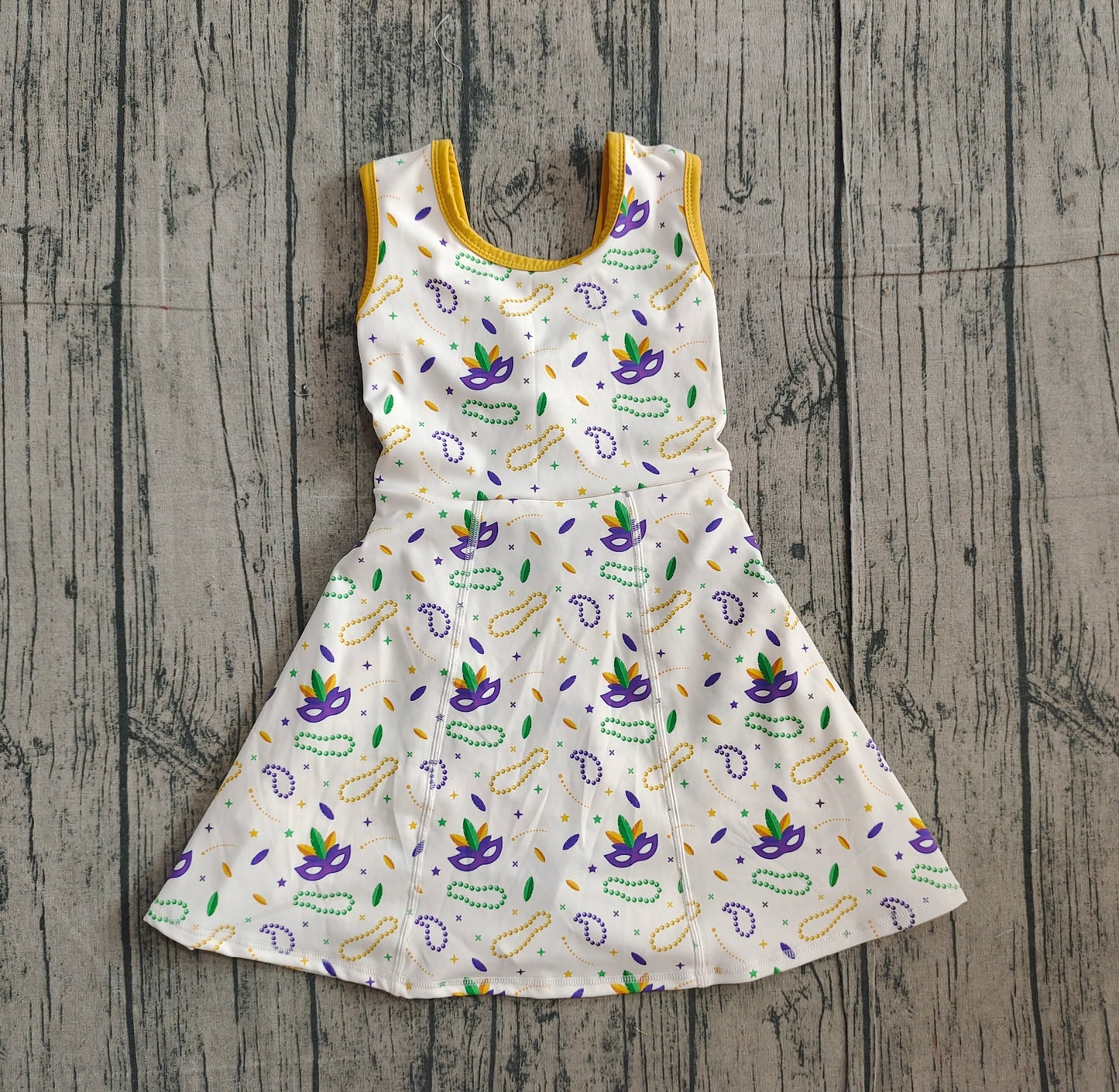 (Pre Order) No moq GSD2951 PRE-ORDER baby girl clothes yoga mardi gras sleeveless dress-2025.11.15