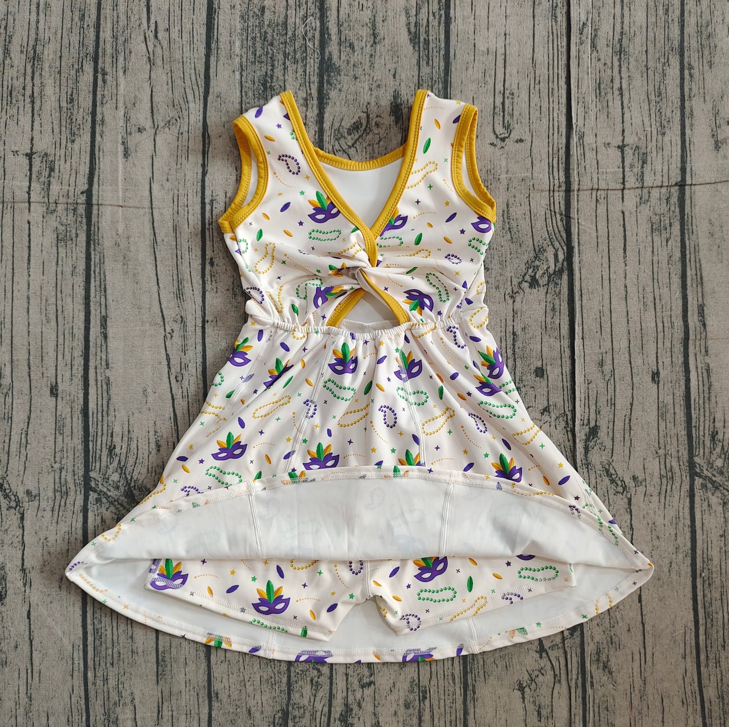 (Pre Order) No moq GSD2951 PRE-ORDER baby girl clothes yoga mardi gras sleeveless dress-2025.11.15