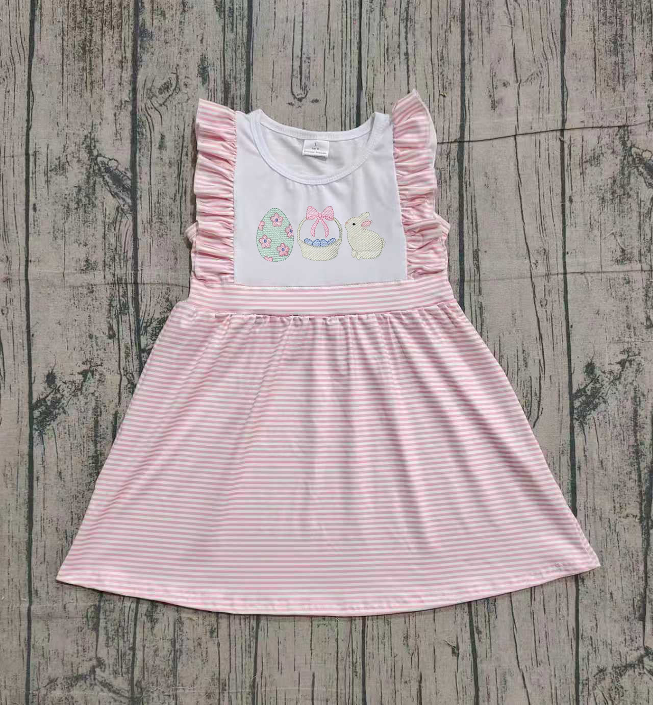 (Pre Order) No moq GSD2957 PRE-ORDER baby girl clothes embroidery easter bow sleeveless dress-2025.12.3