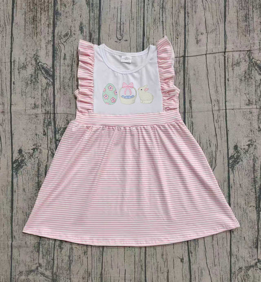 (Pre Order) No moq GSD2957 PRE-ORDER baby girl clothes embroidery easter bow sleeveless dress-2025.12.3