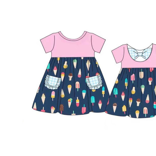 (Pre Order) No moq GSD2958 PRE-ORDER baby girl clothes ice cream short sleeve dress-2025.10.23