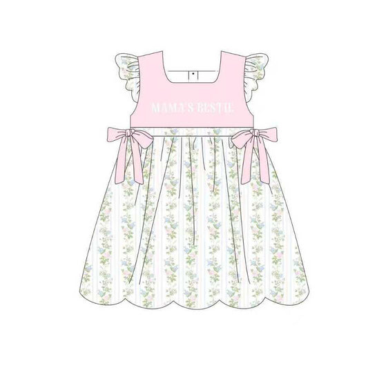 (Pre Order) No moq GSD2973 PRE-ORDER baby girl clothes MAMA flying sleeve dress-2025.10.27