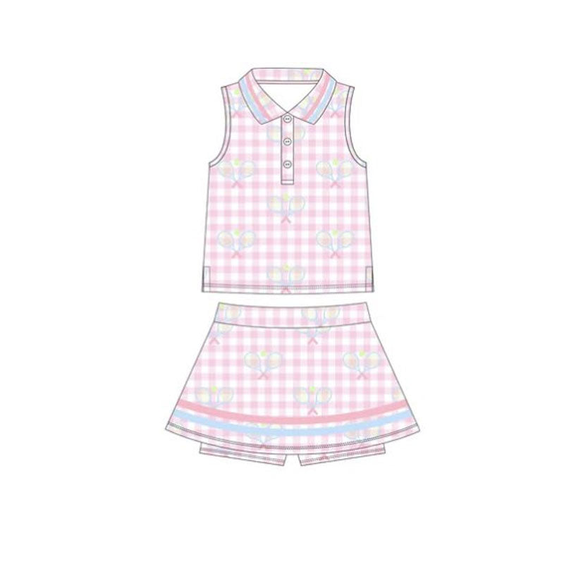 (Pre Order) No moq GSD2975 PRE-ORDER baby girl clothes yoga sleeveless skirts sets-2025.10.27