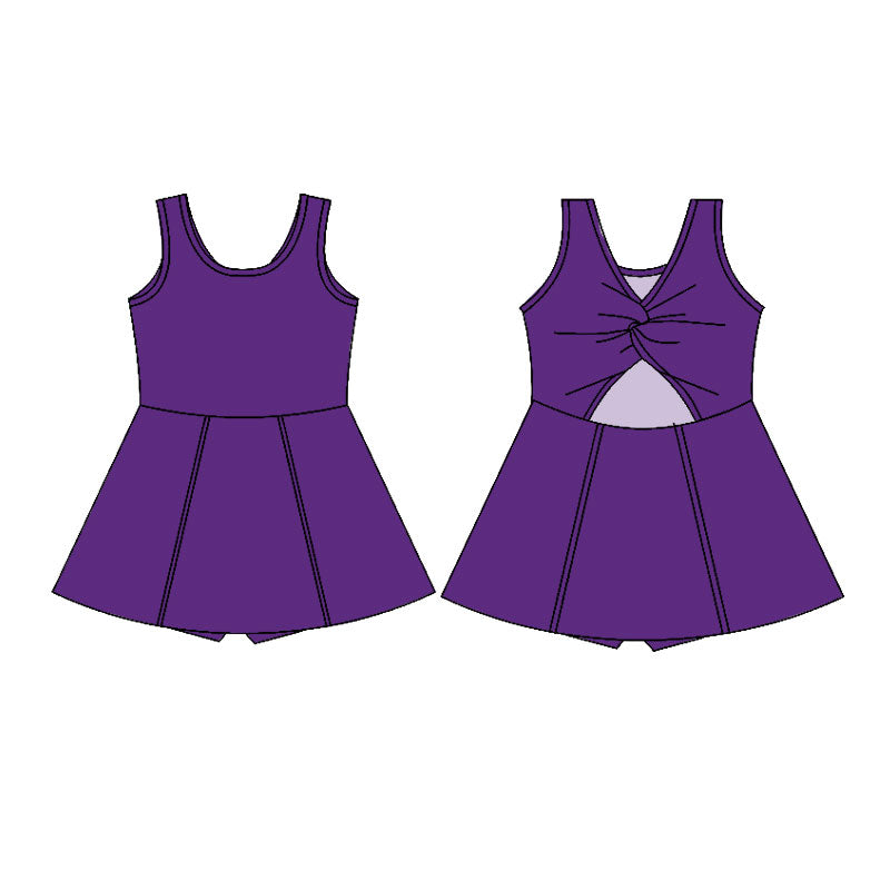 (Pre Order) No moq GSD2986 PRE-ORDER baby girl clothes yoga purple sleeveless dress-2025.10.30