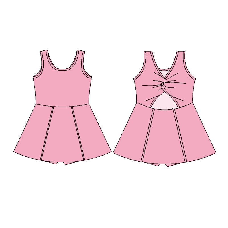 (Pre Order) No moq GSD2990 PRE-ORDER baby girl clothes yoga pink sleeveless dress-2025.10.30