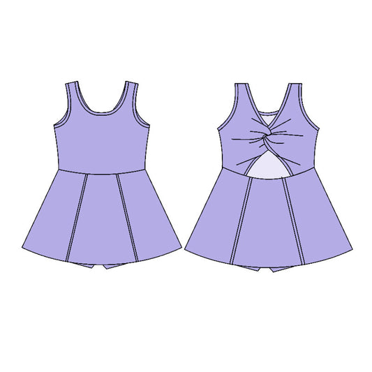 (Pre Order) No moq GSD2991 PRE-ORDER baby girl clothes yoga light purple sleeveless dress-2025.10.30