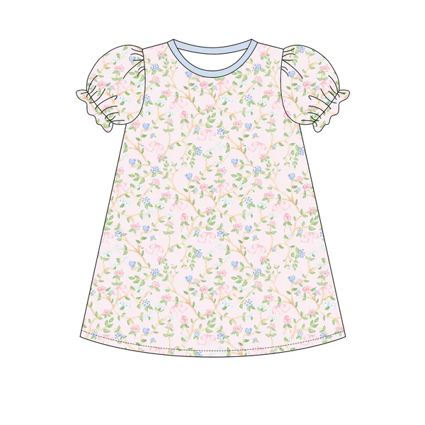 (Pre Order) No moq GSD3000 PRE-ORDER baby girl clothes floral short sleeve dress-2025.10.30