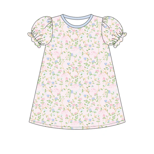 (Pre Order) No moq GSD3000 PRE-ORDER baby girl clothes floral short sleeve dress-2025.10.30