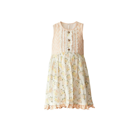 (Pre Order) No moq GSD3006 PRE-ORDER baby girl clothes floral sleeveless dress-2025.10.31