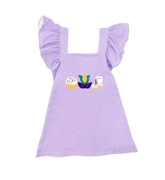 (Pre Order) No moq GSD3022 PRE-ORDER baby girl clothes mardi gras flying sleeve dress-2025.11.3