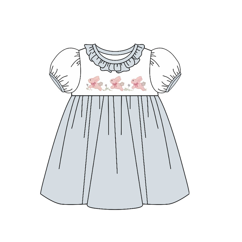 (Pre Order) No moq GSD3024 PRE-ORDER baby girl clothes bunny short sleeve dress-2025.11.3