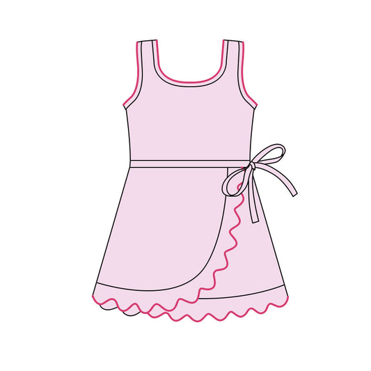 (Pre Order) No moq GSD3034 PRE-ORDER baby girl clothes yoga bow pink sleeveless dress-2025.11.4
