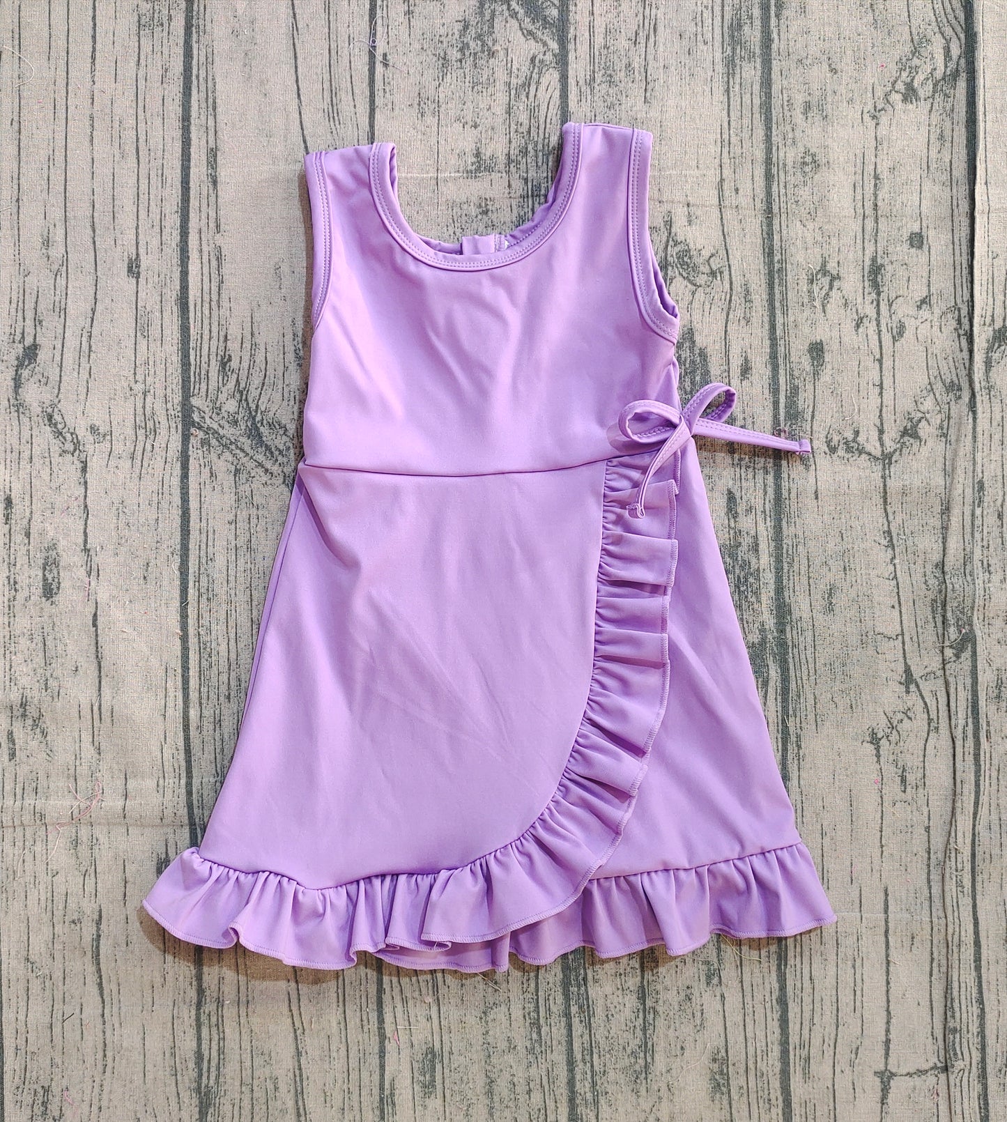 (Pre Order) No moq GSD3036 PRE-ORDER baby girl clothes yoga bow purple sleeveless dress-2025.11.27