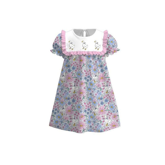 (Pre Order) No moq GSD3041 PRE-ORDER baby girl clothes floral short sleeve dress-2025.11.4