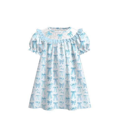 (Pre Order) No moq GSD3043 PRE-ORDER baby girl clothes bow short sleeve dress-2025.11.4