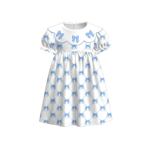 (Pre Order) No moq GSD3045 PRE-ORDER baby girl clothes bow short sleeve dress-2025.11.4