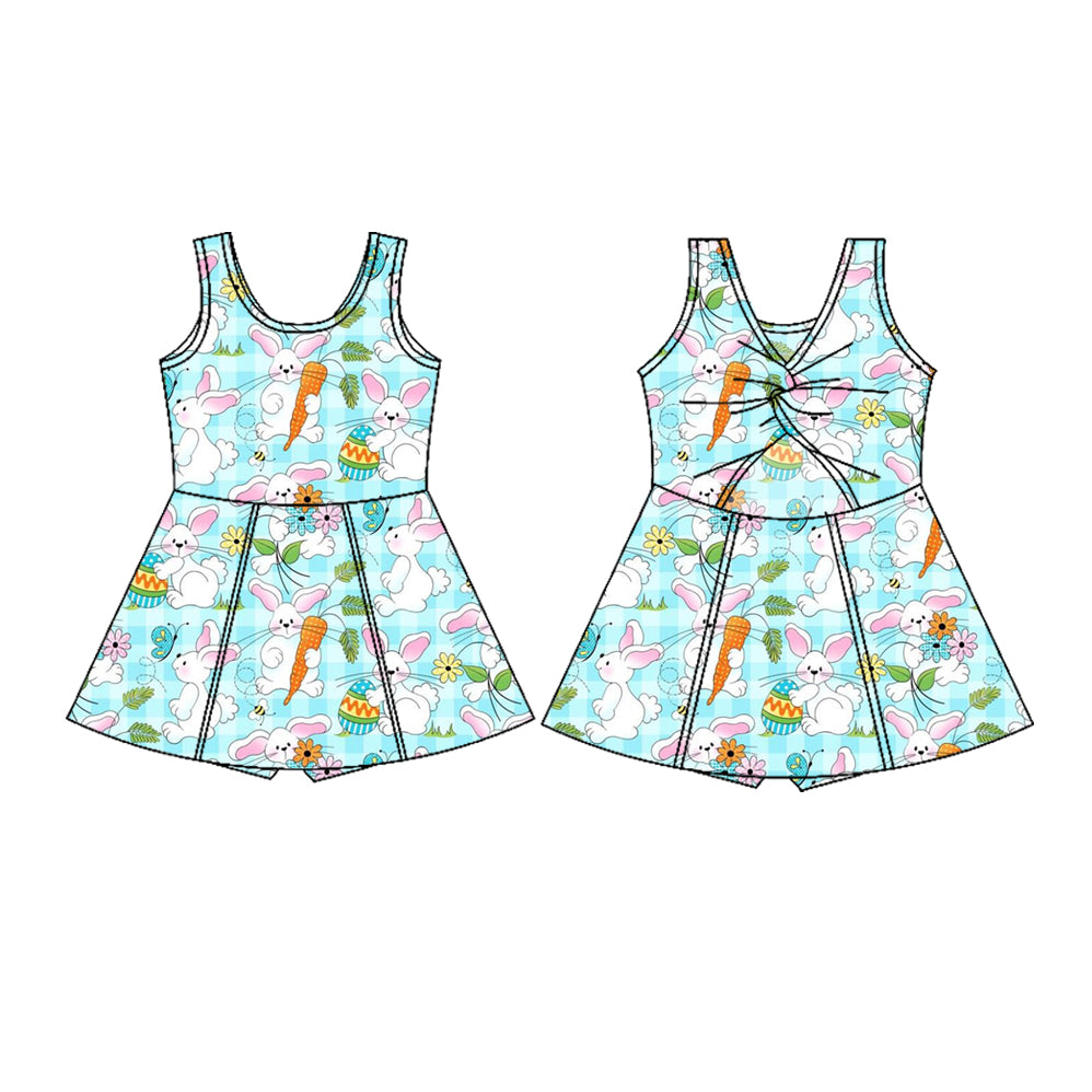 (Pre Order) No moq GSD3049 PRE-ORDER baby girl clothes yoga bunny floral sleeveless dress-2025.11.5