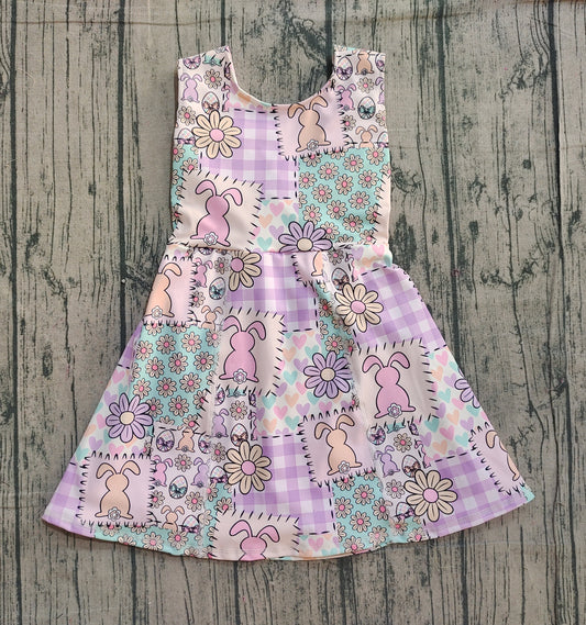 (Pre Order) No moq GSD3051 PRE-ORDER baby girl clothes yoga bunny floral sleeveless dress-2025.11.27