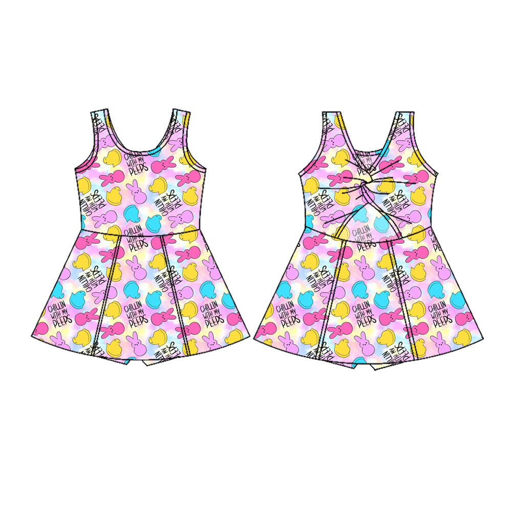 (Pre Order) No moq GSD3052 PRE-ORDER baby girl clothes yoga bunny sleeveless dress-2025.11.5