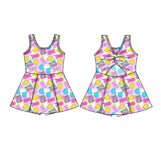 (Pre Order) No moq GSD3052 PRE-ORDER baby girl clothes yoga bunny sleeveless dress-2025.11.5