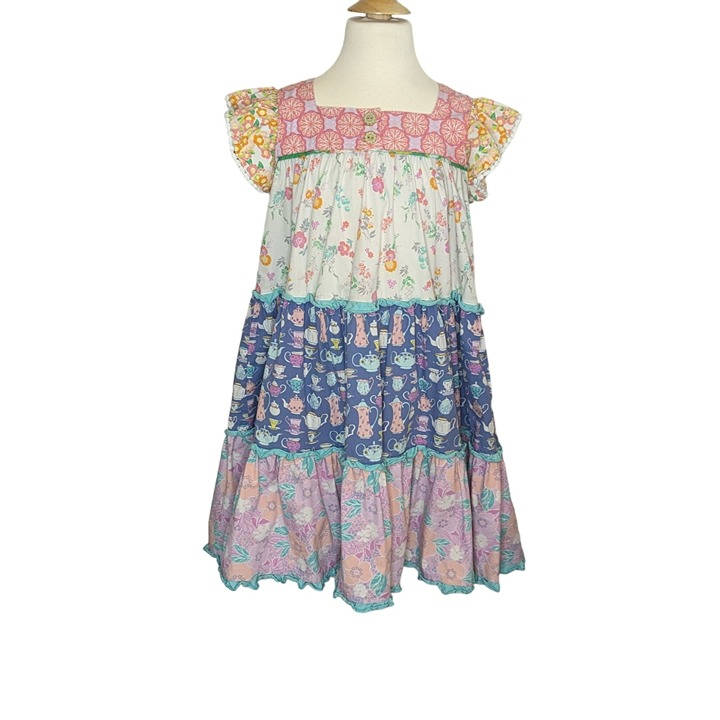 (Pre Order) No moq GSD3058 PRE-ORDER baby girl clothes floral flying sleeve dress-2025.11.5