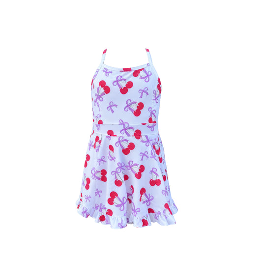 (Pre Order) No moq GSD3069 PRE-ORDER baby girl clothes yoga cherry bow sleeveless dress-2025.11.7