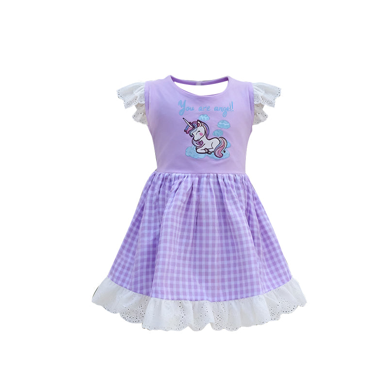 (Pre Order) No moq GSD3077 PRE-ORDER baby girl clothes purple flying sleeve dress-2025.11.8