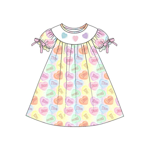 (Pre Order) No moq GSD3081 PRE-ORDER baby girl clothes love short sleeve dress-2025.11.8